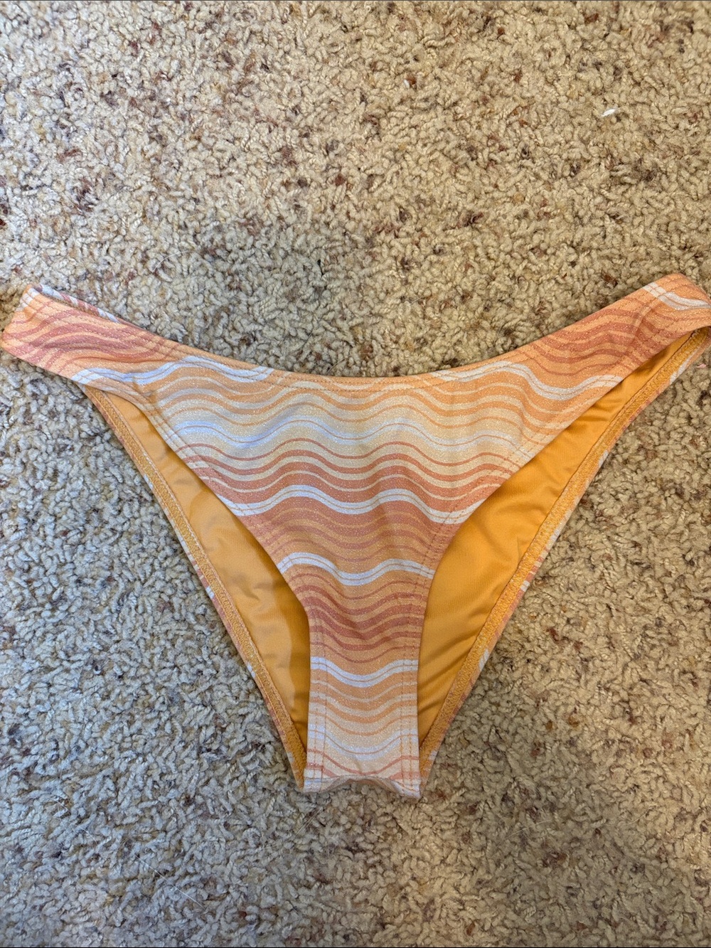 Billabong Peach & White Wave-Print Bikini Bottom
